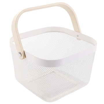 Bellovie 鐵製木柄提籃  1 個  白色的  1個