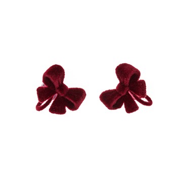 紅絲絨蝴蝶結夾式耳環 / Red Velvet Bow Ear Clip