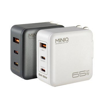 氮化鎵GaN快充器 MINIQ 65W氮化鎵 雙USB-C+USB-A手機急速快充充電器(台灣製造附贈Type-C充電線)