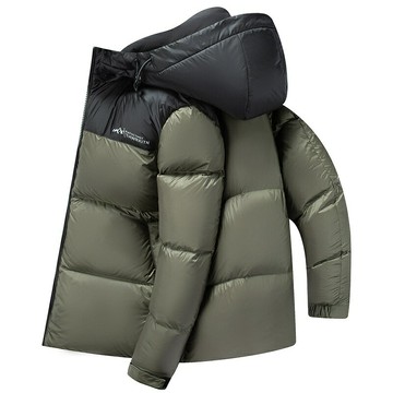 現貨+預購 真羽絨90%白鵝絨羽絨外套羽絨衣夾克-保暖防寒拼色連帽休閒男外套4色74gs11【獨家進口】【米蘭精品】