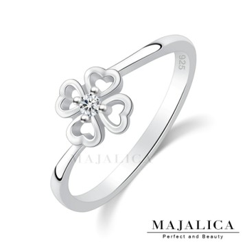 Majalica．925純銀戒指．防小人尾戒．幸運草之戀．女戒子