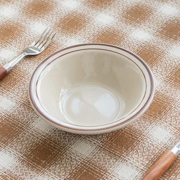 沐慕家居 陶瓷餐具 大湯碗  白色 + 咖啡色線條  1個