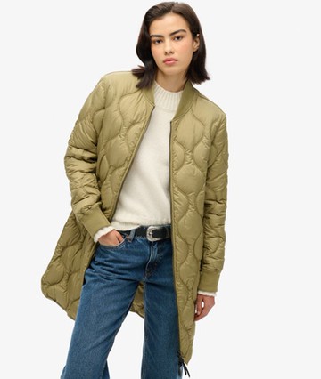 Superdry Women's Women's Studios Long Liner Coat Green / Dried Herb Green - Size: 12 Size: 8