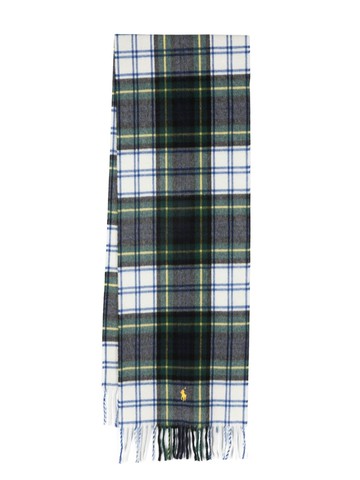 Polo Ralph Lauren - Polo Pony-embroidered tartan check-print scarf - men - Cashmere/Recycled Cashmere - One Size - Green