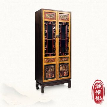 【C est Chic】紫霞映川雙門實木雕刻櫃(半老件110年)-幅66cm W66*D30*H154 cm