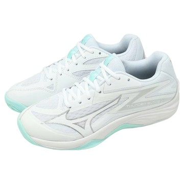 Mizuno 美津濃 THUNDER BLADE Z 女款2.5E一般楦排球鞋 V1GC237040  白色 + 淺藍色  24cm