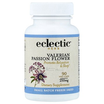 Eclectic Herb, 新鮮凍乾，纈草西番蓮，250 毫克，90 粒 Non-GMO 素食膠囊