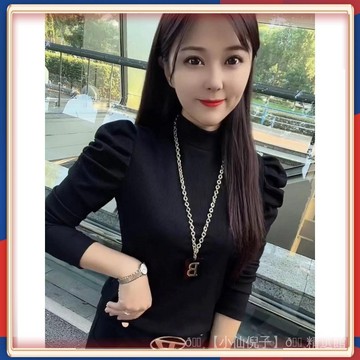 ✨台灣出貨 鞦鼕新款高檔洋氣小衫超顯瘦泡泡袖打底衫女純慾風獨特別緻小上衣 💎品質保證💎