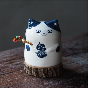 【好運貓系列】大福貓 祝福花器 / 開運祈福 / 可插乾燥花