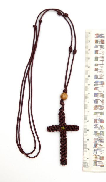 手工編織棕色十字架項鍊 8106