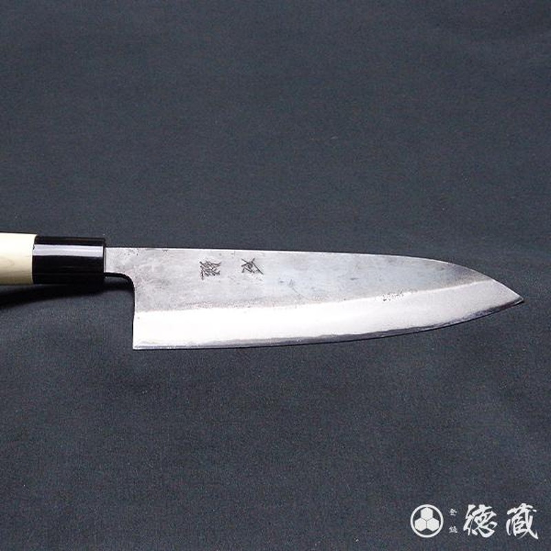 三徳黒打ち包丁 165mm 両刃 青紙2号 朴 日本製 徳蔵刃物 TOKUZO KNIVES