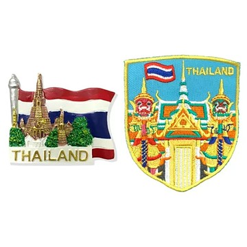 A-ONE 匯旺 泰國寺廟國旗造型磁鐵Set  台灣製 7.5 x 6cm 聚酯纖維  泰國玉佛寺 曼谷大皇宮 袖標