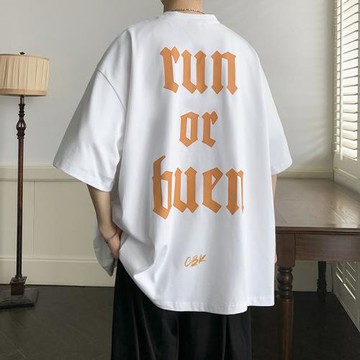 日系t恤男短袖夏季薄款寬松半袖上衣美式高街重磅體恤男生衣服潮