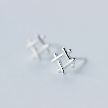 925純銀耳環耳針式耳飾-氣質井字造型生日情人節禮物女飾品73dr145【獨家進口】【米蘭精品】