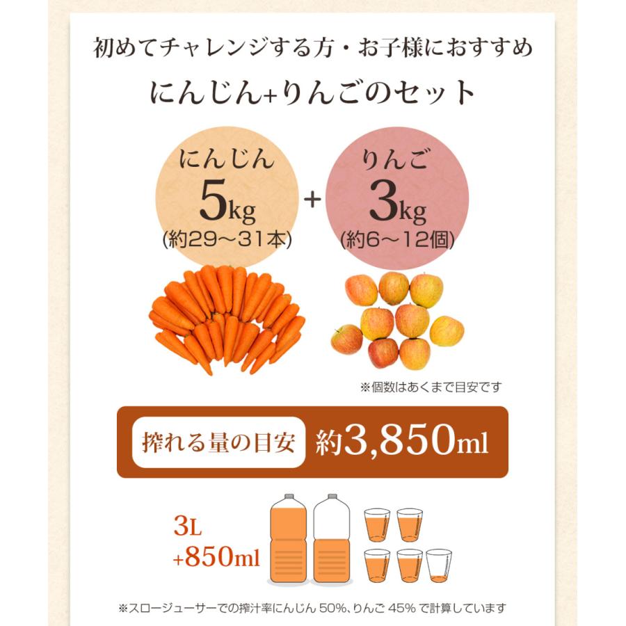 人参 無農薬にんじん 野菜セット 無農薬野菜 にんじんジュース ジュース用  にんじん5kg＋りんご3kg ゲルソン療法にも最適 訳あり