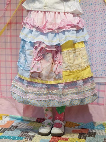 馬卡龍層層疊疊蛋糕裙半身裙拼接蝴蝶結春款