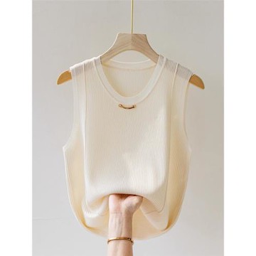 冰絲吊帶背心女白色無袖內搭打底衫寬松配小西裝針織上衣2025新款
