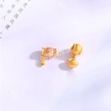 B20047 強保色沙金鍍24K 久不掉色可愛卡通糖果通孔吊墜手鍊串珠手串項鍊編織材料