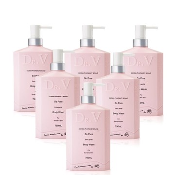 【澳洲Dr. V 】專業級配方-純淨溫和沐浴乳 (6入組 750ml/瓶)