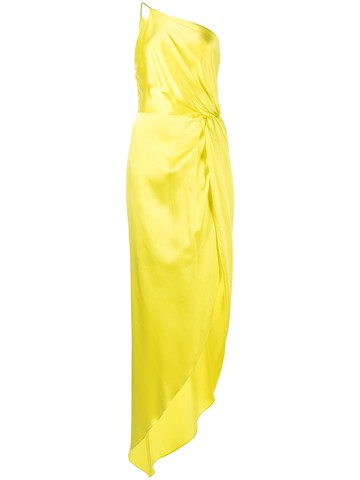 Michelle Mason - one-shoulder knot-detail dress - women - Silk - 4 - Yellow
