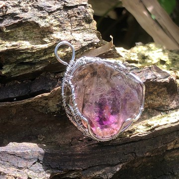 超七原礦項鍊 超級七 醫療鋼手作吊墜 三輪骨幹 天然水晶