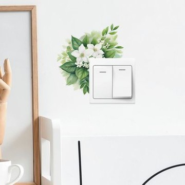 【MR.ZAKKA】創意萬用裝飾貼紙-植物主題 手繪清新綠植白色花朵 居家節慶布置 DIY可移式壁貼 無痕壁貼 牆貼