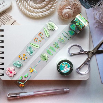 夏季花繪2-自帶離紙PET膠帶