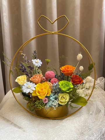 【花訴花藝】多巴胺色系永生桌花/開幕花禮/升遷花禮/祝賀花禮