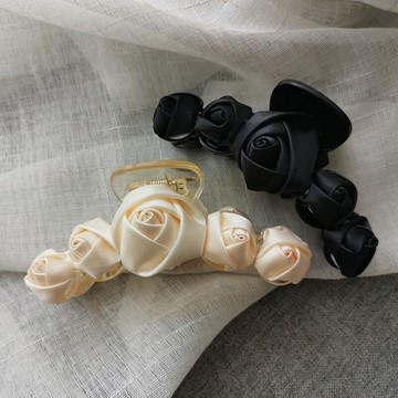 法式花朵抓夾發夾女夏季后腦勺氣質大號發量多發卡網紅年新款