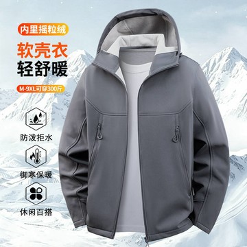 【台灣出貨🔥可穿到150公斤】連帽夾克 保暖外套 内裏搖粒絨  彈力親膚 防風休閒 簡約素面 男士服裝