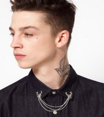 歐美 鉚釘 鹿 動物 吊繩 項鍊 男 搭配 襯衫專屬