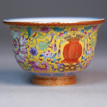 重工琺瑯彩壓手杯手工繪主人杯 景德鎮仿古瓷胎