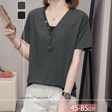 假兩件上衣拼接環釦雙色(2色) XL-4XL【129780W】【現+預】-流行前線-
