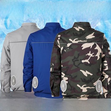 純棉降溫空調服帶風扇防中署工人工地充電制冷電焊工勞保男工作服