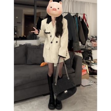 (免運)短款西裝毛呢大衣女小個子韓系氣質赫本風正肩呢子外套秋冬高級感
