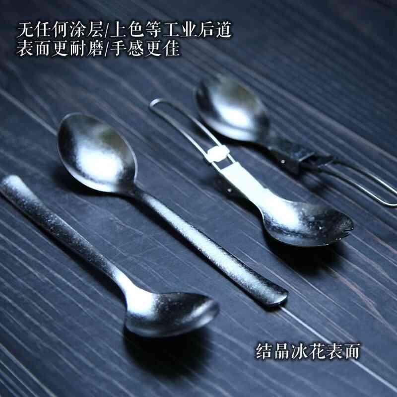 Edc チタンスプーンフォークハイキングキャンプ食器食器軽量ハンドルピクニック屋外 キャンプ調理器具キッチン