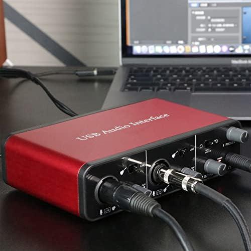 USB Audio Interface with XLR cable，Audio Interface with Mic Preamplifier Audio mixer recorder with 48V Phantom Power, 24 Bit, Sup