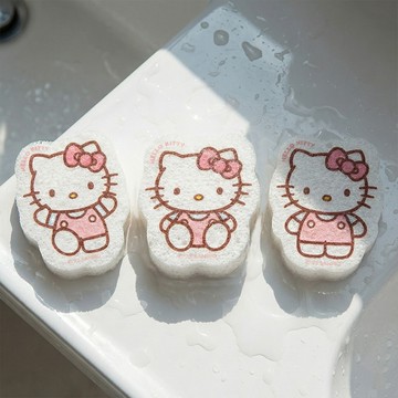 三麗鷗便攜造型壓縮海綿三入組 凱蒂貓