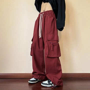 【1757人收藏】薄/加絨加厚美拉德闊腿工裝褲男女秋冬季高街口袋直筒休閒傘兵褲