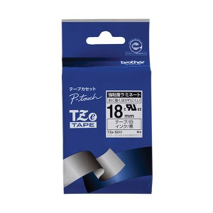 （まとめ）ブラザー ピータッチ TZeテープ強粘着ラミネートテープ 18mm 白 黒文字 TZE-S241 1個