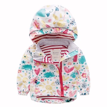 Meanbear - 防風防雨反光衝鋒外套-白底塗鴉-斜拉鏈