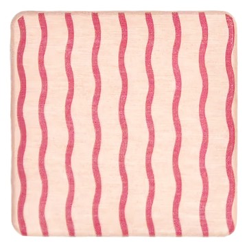 收納王妃 珪藻土方形杯墊 6個  10 x 10cm  波紋粉  1組