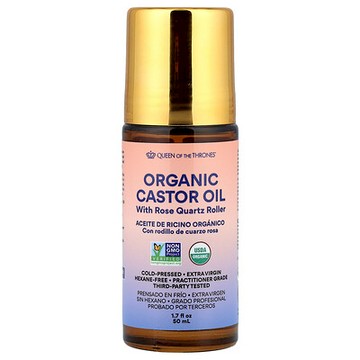 Queen of the Thrones, 有機蓖麻油配玫瑰石英滾輪，1.7 液盎司（50 毫升）
