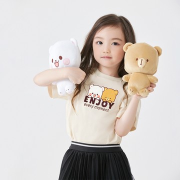 GIORDANO 童裝短袖印花上衣 Milkmochabear聯名系列 - 04 本白