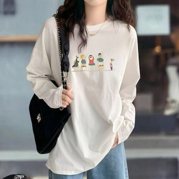 免運 【舒適親膚】100%純棉 韓風女裝 寬鬆大學t長袖 oversize 長袖內搭 長t shirt 打底衫 1659