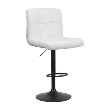 E-home Harold哈羅德格紋PU升降黑腳吧檯椅-兩色可選白色