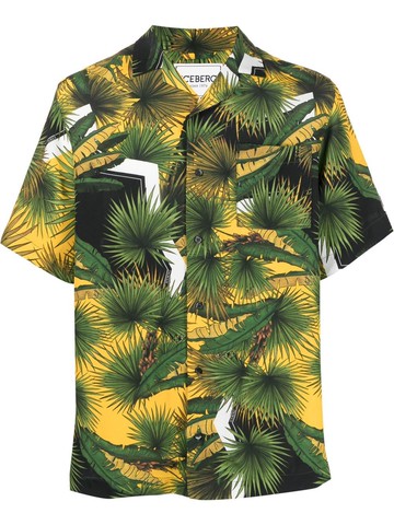 Iceberg - palm-print short-sleeve shirt - men - Viscose - XL - Green