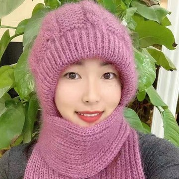 帽子女新款加絨加厚圍巾一體風雪帽秋冬季松鼠絨毛線帽保暖網紅帽