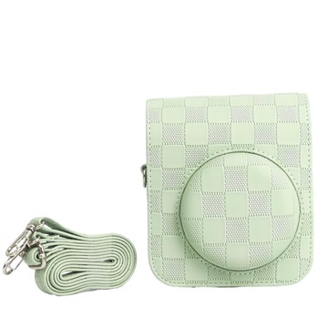 拍立得ins風小清新復古相機收納包 mini12適用 綠色格紋  單一商品  1個