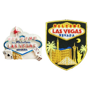 A-ONE 匯旺 拉斯維加斯電箱裝飾 Set  賭場 Las Vegas電箱 + 美國 拉斯維加  3.1 Inches x 2.5 Inches + 2.09 Inches x 2.50 Inches